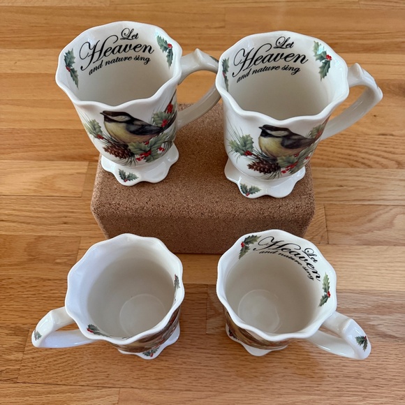 Cracker Barrel Season of Peace Let Heaven and Nature Sing Set of 4 Mugs Bird - Picture 4 of 12